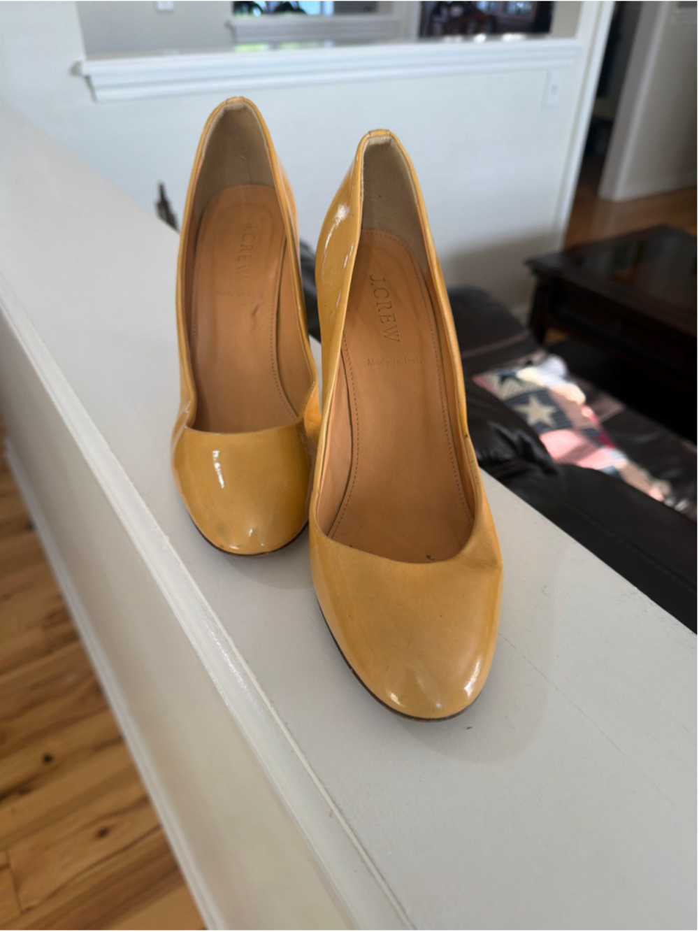 Women's J.Crew Yellow Patent Leather Heels Size 8
